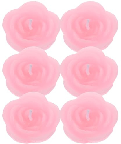 Alipis Schwimmkerzen Rosa Teelichter in Rosenform, Paraffin Kerzen Deko | 6 Stück Schwimmende Teelicht-Kerzen für Romantische Hochzeit, Verlobung Deko, Rosa Partydekoration und Festtagsstil, 4 x 4 cm
