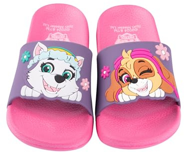 United Labels Paw Patrol Ciabatte da bagno per ragazze, rosa, bambini, antiscivolo, con Skye e Everest, sandali da bagno, rosa., 29/30 EU
