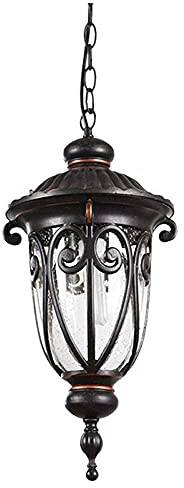 Plafonnier extérieur Suspendu texturé Noir Villa pavillon Lampe Style européen Pur Aluminium étanche et antirouille Cour Paysage lumière Couloir allée Balcon lumières intéressant