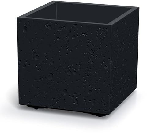 IMJ-Global Vaso per Fiori Piante Quadrato 38,5x38,5x37 cm Sierra Square Beton Effect In Plastica Da Interno Esterno Colore Nero 31,5 Litri Design Moderno