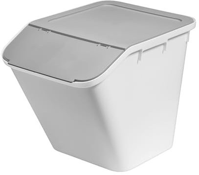 SmartStore Collect Stack-it 51L Large Recycling Bin with Lid - Ideal Stackable Plastic Storage for Kitchen, Office and Home Multi-Purpose Sorting Bin