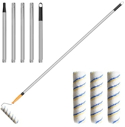 Woobroo 9 Inch Paint Roller Set with Extended Detachable Thickended Pole, Long Paint Roller Extendable 2 M Multi-Function Long Household Wall Painting Tool for Walls and Ceiling