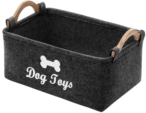 BEELUKY Pet Pet Toy Organizer Scatola Rettangolare Cucciolo Cestino di Immagazzinaggio Del Feltro Del Giocattolo Del Cane Grigio Scuro Organizzare Giocattoli Per Animali