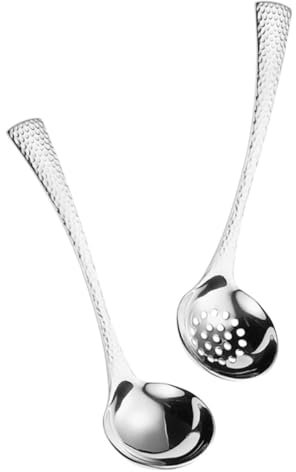 GLEAVI 2pcs Ladle Colander Soup Ladle Stainless Steel Cooking Utensil Long Handle Slotted Spoon for Serving Spoons Kitchen Utensil