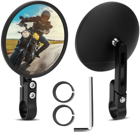 Fahrradspiegel, Motorrad-Rückspiegel, HD-Glas, konvexe Linse, Fahrrad-Rückspiegel, 2 Stück, sicherer Fahrrad-Rückspiegel für 22 bis 24 mm Durchmesser. Lenker