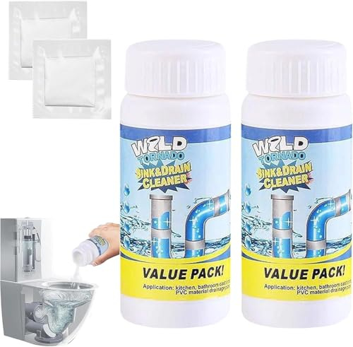 Vollstern Abflussreiniger Schaum Mit Handschuhe, Vollstern Rohrreiniger, Hochwirksamer Rohrreiniger mit Aktivschaum, Leistungsstarker Abflussreiniger für Waschbecken, Küche, Bad, Toilette (2PCS)