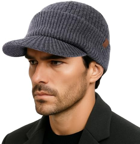 TOP-EX PolarWool™ - Berretto con visiera in 50% lana merino, unisex, con fodera in pile, con visiera termica invernale da golf, per la stagione fredda, M-XXL