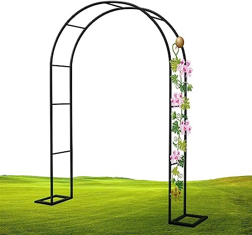 Arche de jardin en métal avec base pour décoration de mariage, treillage de plantes grimpantes, 120-240 cm de largeur, arche de rose blanche, structure extérieure 3,5 m x 2,2 m (l x H)