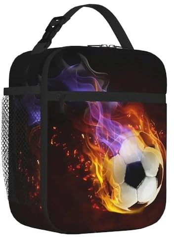 Fakcrkun Football Lunch Bag, Reusable Kids Lunch Bag Insulated, Large Cooler Bag, Leakproof Waterproof Football Lunch Box for Boys, School, Picnic, Travel, Camping