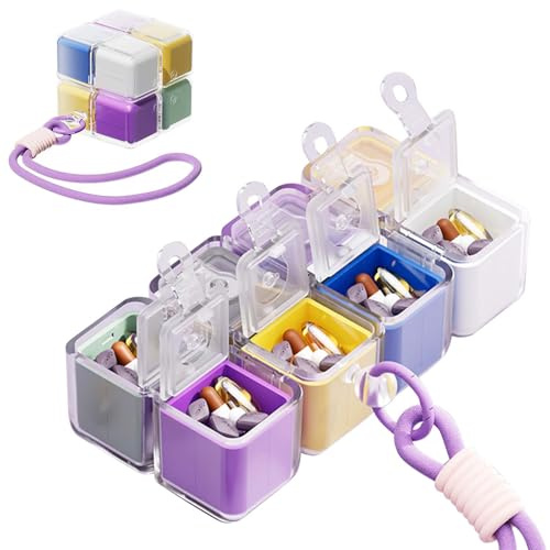 Lustiger Zauberwürfel Tragbare Medikamentendosierer, Tablettenbox 7 Tage, Pillendose 8 Fächer, Medikamentenbox für Medikamente,Vitamine, Fischöl Usw, Tablettenspender für Reise und Tägliches