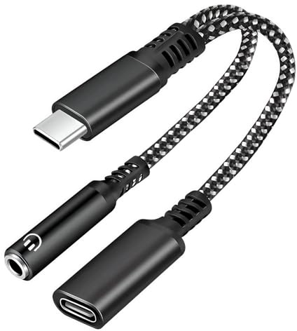 Adaptateur USB C Jack 3.5mm avec Charge Rapide PD 60 W, 2 en 1 Type C vers AUX Prise pour écouteurs, Hi-Res DAC 32Bit 384KHz Charge Adaptateur Casque USB-C pour iPhone 17/16/15, Samsung Galaxy Huawei