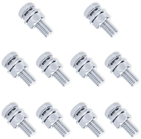 ZHIYUQL® 10 Stück Schrauben M10x30mm Edelstahl Sechskantschrauben Set, M10 Schrauben Mit Muttern Und Unterlegscheiben, Bolzen A2 V2A Schlossschrauben Edelstahl DIN933 / DIN934 / DIN125