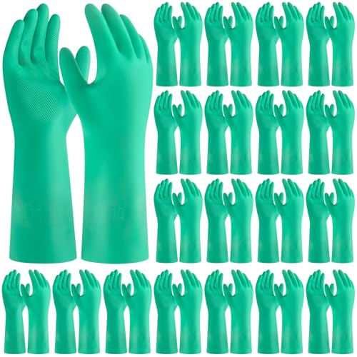 20 paia di guanti in nitrile, resistenti agli agenti chimici, riutilizzabili, resistenti, resistenti agli acidi, agli alcali e all'olio, senza lattice, per uso industriale e pulizia della casa