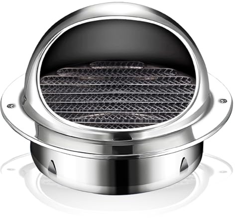 Griglia di Ventilazione a Sfera in Acciaio Inossidabile, Cappa di Scarico Dell'Aria a Parete con Rete e 45° Lamelle per Bagno di Casa, Cucina(100mm/3.9inch)