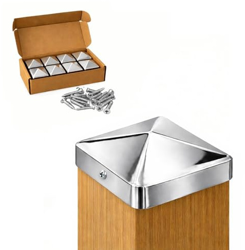 FeNau 10er Set Pfostenkappe 7x7 cm Edelstahl V2A poliert - rostfrei inkl. 20 Schrauben