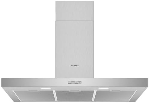 Siemens Campana extractora de pared LC94BBC50 iQ100, 90 cm, filtro de grasa de metal, iluminación LED, acero inoxidable