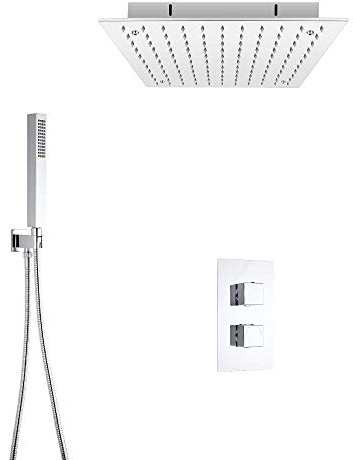 MILANO Mixer Valve 400mm Ceiling Mounted Shower Head Handset Chrome