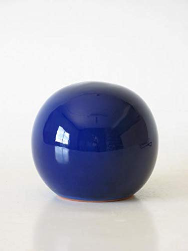 POLONIO - Bola de Ceramica Azul de 14 Centímetros - Jarrones de Decoracion - Centro de Mesa Mediano de Decoracion - Centro para la Decoración - Jarron de Cerámica Mediano Azul.
