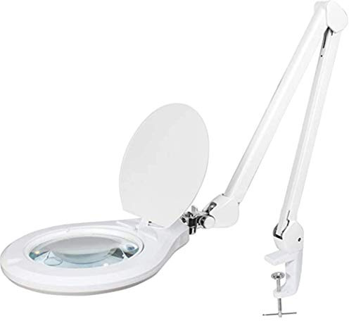 Neatfi Elite Super LED Magnifying Lamp with Clamp – 15cm Glass Lens, 2.25X/4X Bifocal, 6500K Daylight | Glare-Free, Nonpolar Dimming | Reading, Crafting & Precision Work (White)