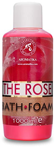 Badeschaum Rose 1000 ml - Badeschaum mit Absolutes ätherisches Rosenöl - Rosenholzöl Aroma - Aromatherapie Badewanne mit Rosenduft - Körperpflege - Baden - Badezusatz - Schaumbäder