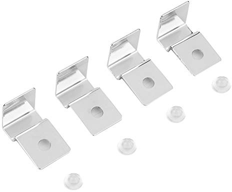 Fdit 4-teilige Aquariumabdeckungshalterung Edelstahl-Aquarium Glasabdeckungsclips Aquariumdeckelhalterhalterung(12mm)