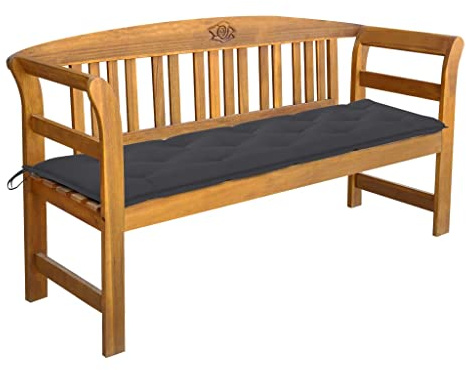 vidaXL Akazienholz Massiv Gartenbank mit Auflage Holzbank Parkbank Sitzbank Gartenmöbel Bank Terrassenbank Balkonbank Massivholzbank 157cm