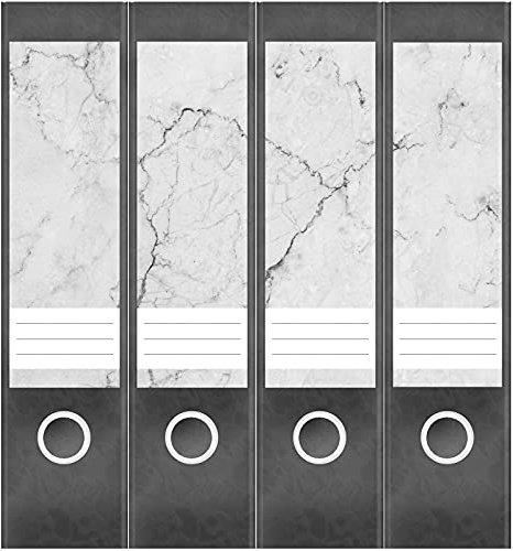 Etiketten für Ordner | Marmorstein | 4 breite Aufkleber für Ordnerrücken | Selbstklebende Design Ordneretiketten Rückenschilder