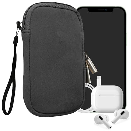 kwmobile Handytasche für Smartphones XS - 3,5/4 - Neopren Handy Hülle Grau - Handy Tasche 12,5 x 6,5 cm Innenmaße