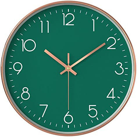 Taodyans Modern Kinder Wanduhr Ohne Tickgeräusche, Küche Wand Uhr 30cm Quarz Batteriebetrieben Hängende Uhr für Büro Klassenzimmer Wohnzimmer Schlafzimmer (Grün)