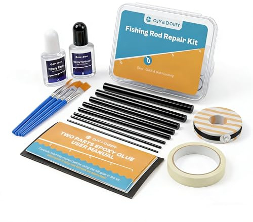 Komplettes Angelruten-Reparaturset, komplettes Zubehör mit Kleber für Süß- und Salzwasser, zerbrochene Angelruten-Reparatur mit Kohlefaser-Sticks, Epoxid-Finish