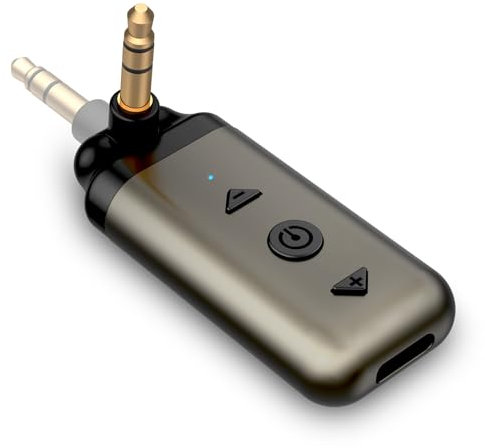 HVMLAK Air88 Bluetooth 5.4 Aux Adapter for Car Home Stereo, Rotatable 3.5mm Jack Bluetooth Receiver with Metal Housing, Handsfree Calling, Volume Track Control, 12-Hours Playtime