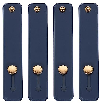 sourcing map 4Pcs Phone Loop Finger Holder Silicone Phone Strap Grip Holder Cell Phone Grip Stand for Most Smartphones Navy Blue