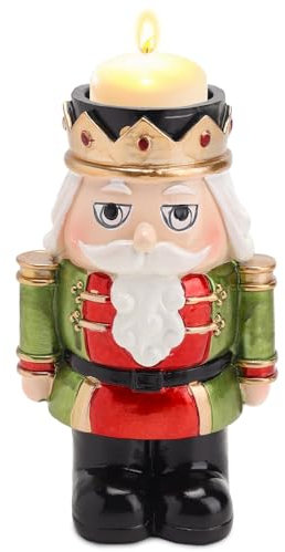 Warmiehomy Nutcracker Soldier Candle Holder 14cm Nutcracker Christmas Decorations Red & Green Coloured Nutcracker Ornaments Christmas Workshop