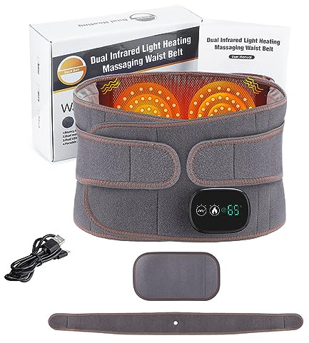 Wärmegürtel, Heizgürtel mit Vibrationsmassage 3 Wärmestufen & 3 Massagemoden Kabelloses Akku-Heizkissen für Rückenschmerzrelaxation