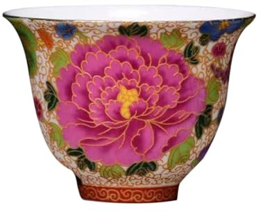 PRETYZOOM Cloisonn Enamel Ceramic Tea Cup Compact Chinese Tea Cup Floral Design Practical Teaware for Jasmine Green Oolong Home Office Use