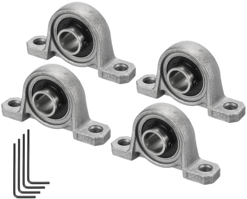 sourcing map 4pcs KP001 Flanged Pillow Block Bearings 12mm Bore, Zinc Alloy Self Aligning Flange Mounted Bearings