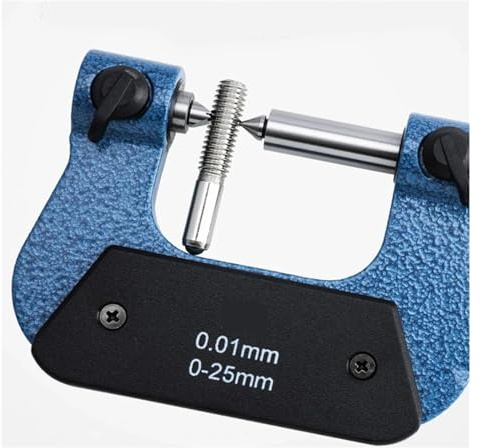 Micrómetro de rosca de tornillo, 0-25 mm 25-50 mm 50-75 mm 75-100 mm Calibrador micrométrico de rosca que incluye yunques de medición (Size : 25-50mm)