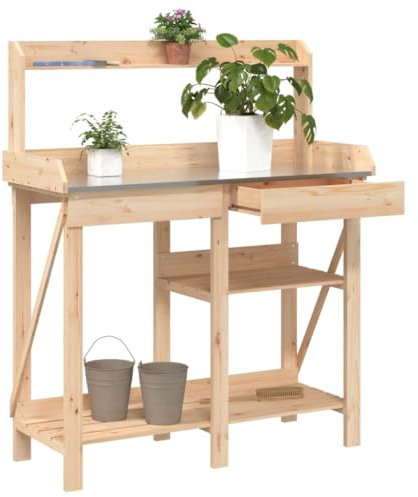 Tidyard Potting Bench with Shelves Solid Wood Fir Park Bench Grand Patio Outdoor Bench Outdoor Furniture Seating Outdoor Benches