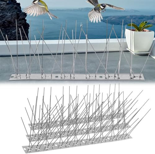 Taubenabwehr, 75cm Effektive Premium Edelstahl Vogelabwehr Spikes, Langlebige Vogelspikes, Vogelabwehr Spikes für Tauben, Dach, Fenster, Taubenabwehr mit Robuster und Verstellbarer Spikes Abdeckung
