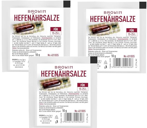 3x 10g Hefenährsalz - für alle Weinsorte universal, für Weiß-, Rosé- und Rotweine/Nährsalz für Weinhefe |Trockenhefe/Reinzuchthefe für Wein