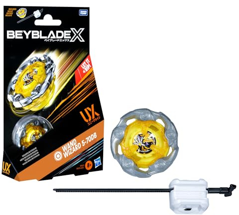 Beyblade X Wand Wizard 5-70DB UX Starter Pack avec Haut de Type Endurance et Lanceur ; Authentique Takara Tomy Battle Tops Jeux/Jouets pour garçons et Filles 8 Ans et Plus