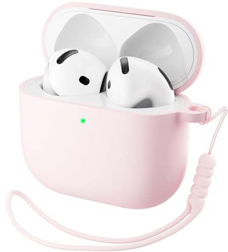 ORNARTO für AirPods 4 Hülle Silikon mit Lanyard - Rosa | Premium Flüssigsilikon, robuster PC-Kern, mit Lanyard, stoß- und kratzfest, große Farbauswahl