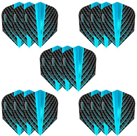 Harrows Quantum Dart-Flights | 5 Sets Dart-Flights (insgesamt 15 Flights) I 100 Mikron Dart Flights I Premium Extra Stark Made in UK I Professionelles Dartzubehör I Aqua Dart Flights