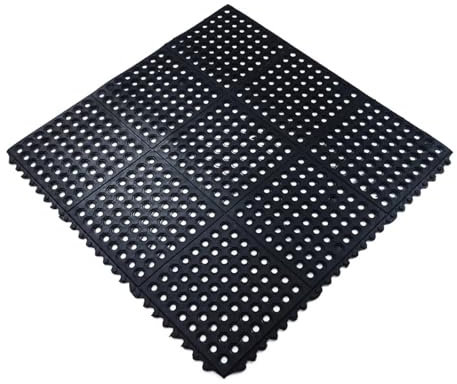 Interlocking Rubber Anti-Fatigue Mat Tiles, Commerical Heavy Duty Anti-Skid Mat for Resturant Kitchen Bar Garage Garden Industral Indoor Use(93x93cm/36.6x36.6in)