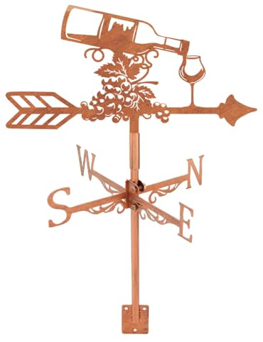 SUPERDANT Grape Wine Bottle Weathervane Weather Vane for Yard Flowers Metal Wind Vanes Roof Mount for Outside Garden Red Copper Weathervanes Farmhouse Farm Barn Sheds Patio Outdoor Decorations Gifts