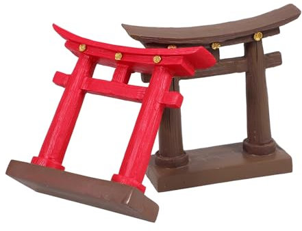RORPOIR 2pcs Miniature Torii Ornament Garden Miniatures Torii Decoration Bonsai Decoration Japanese Decor Micro Scene Ornament