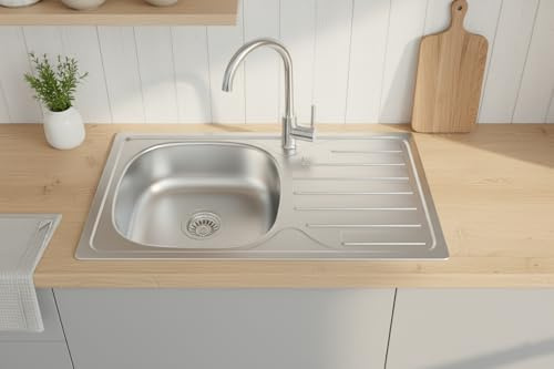 Faizee Home | Edelstahl Einbauspüle & Spülbecken 60x50,5x15 | Moderne Küchenspüle | Robust & langlebig | inkl. Siphon, Spülbecken & Ausgussbecken + Armatur| Ideal als Waschbecken & Einbauspüle