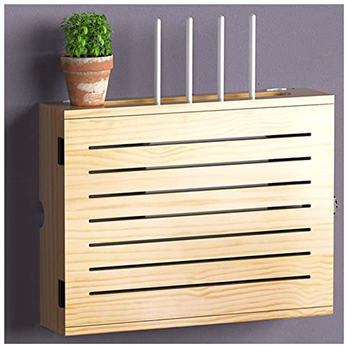 WiFi Router Storage Box - Wall Mount Wooden Organizer for Modem, Cable, and Power Management - Ideal for Home, Bedroom, Living Room