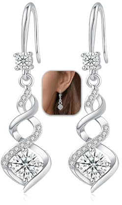 YOEE Hängend Ohrringe Silber mit 5A Zirkonia Ohrringe mit Silber 925 Post für Damen Hängeohrringe Tropfen baumelnder Ohrring Geschenk für Frauen Freundin Mama Mädchen