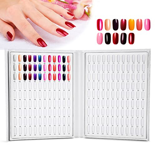 Nail Gel Color Display Chart Book - Large Capacity 216 Colors Nail Polish Display, Easy-to-Use Manicure Tools, White Nail Art Showing Shelf for Salon and Home Use (White)